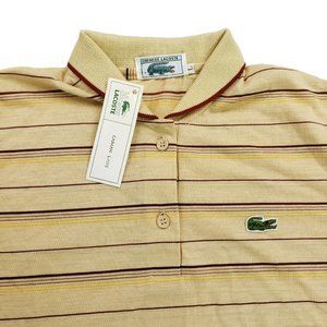 Vtg 60s Chemise Lacoste Striped Crocodile Logo Polo Shirt Sz Large Fits Smaller